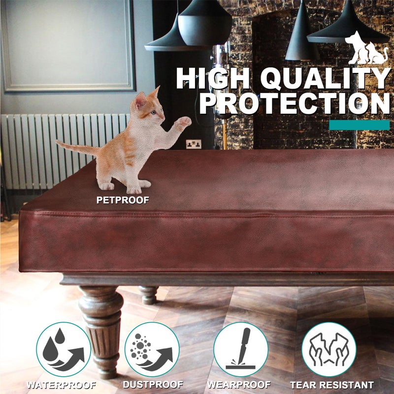 Shieldo Heavy Duty Leatherette Billiard Pool Table Cover,Waterproof&Tearproof Cover for Pool Table,7/8/9 Foot Fitted(7FT/Brown) - Image 5